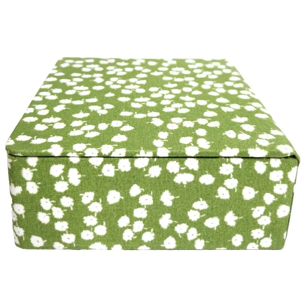 Anthropologie Cosette Floral Jewelry Box Green Botanical Small with Mirror